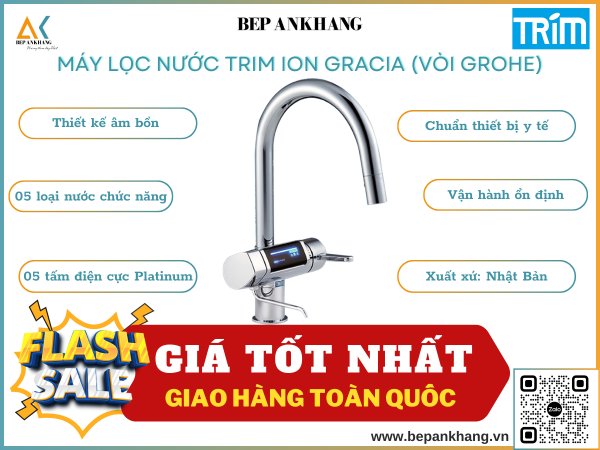 Máy Lọc Nước TRIM ION GRACIA - Nhập Khẩu Nhật Bản - Sử Dụng vòi Grohe 